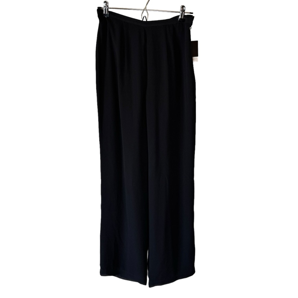 Valerie Stevens NWT Vintage Pure Silk Sheer Black Flowy Dress Pants Size US 8
